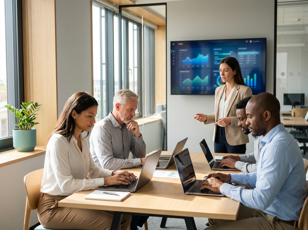 Team participating in an AI training workshop